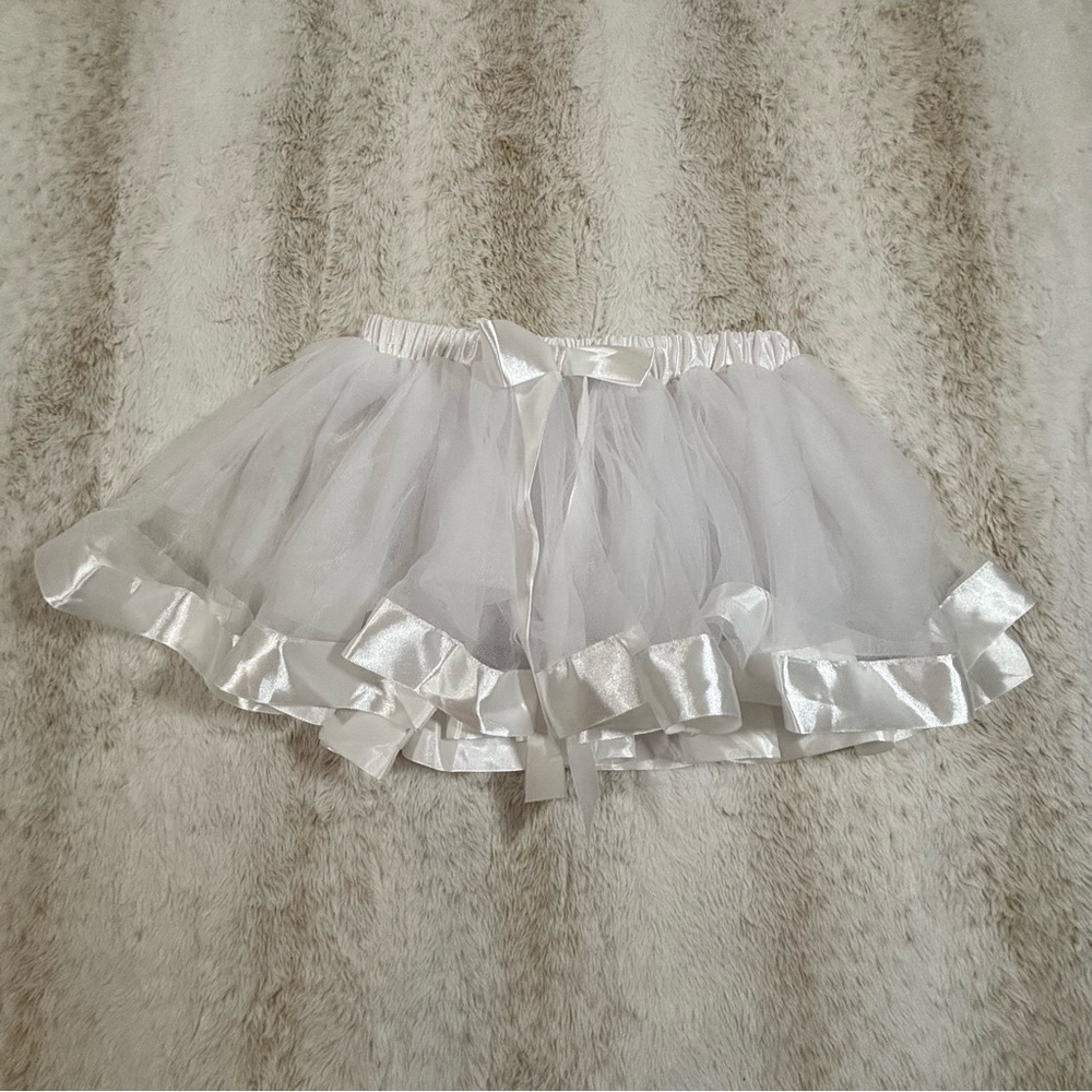 Spirit White Tulle Tutu Skirt with Satin Trim Women’s S/M Costume